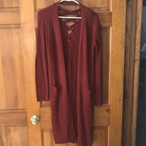 Women's Rust Open Front Sweater